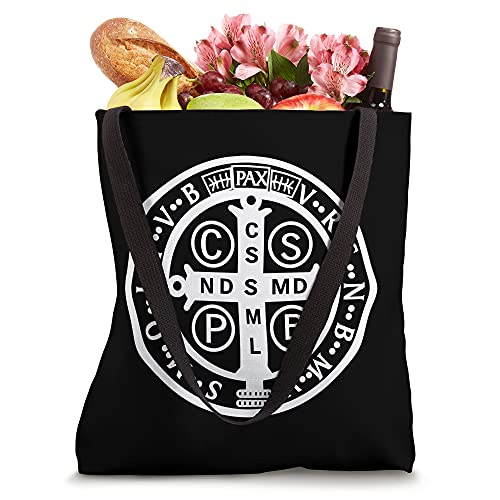 St Benedict Medal Catholic Benedictine Tote Bag