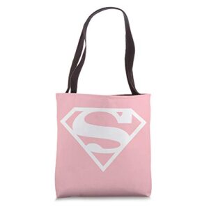 supergirl white & pink shield tote bag
