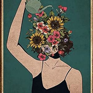 Graman Metal Vintage Tin Sign Be Kind to Your Mind, Land Lady Gift, Floral Woman Gift for Plant Lovers Funny Retro Wall Art Sign 8X 12inch