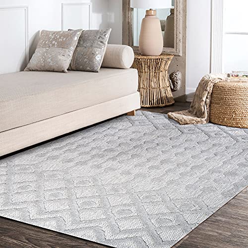 JONATHAN Y IBZ103C-3 Peralta Moroccan Diamond Indoor Outdoor Area-Rug Bohemian Geometric Easy-Cleaning Bedroom Kitchen Backyard Patio Porch Non Shedding, 3 X 5, Light Gray