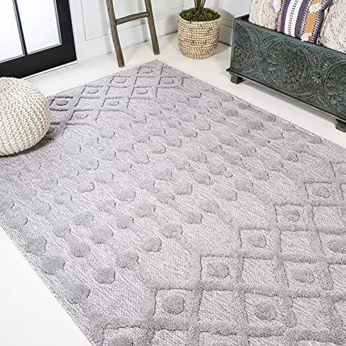 JONATHAN Y IBZ103C-3 Peralta Moroccan Diamond Indoor Outdoor Area-Rug Bohemian Geometric Easy-Cleaning Bedroom Kitchen Backyard Patio Porch Non Shedding, 3 X 5, Light Gray