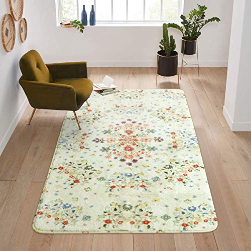 Uphome Floral Bathroom Rug Runner 2' x 4', Non-Slip Washable Small Bath Mats Colorful Vintage Accent Indoor Throw Rugs for Bathroom Shower Kitchen Living Room Laundry Hallway Home Decor