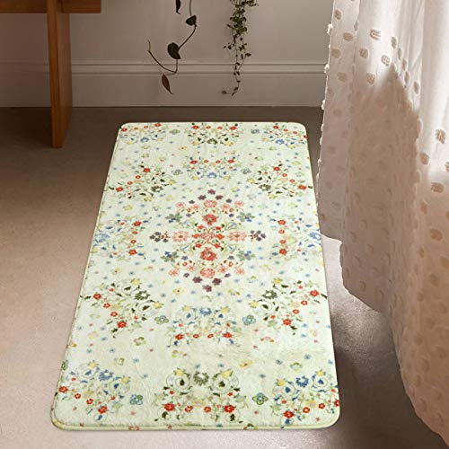 Uphome Floral Bathroom Rug Runner 2' x 4', Non-Slip Washable Small Bath Mats Colorful Vintage Accent Indoor Throw Rugs for Bathroom Shower Kitchen Living Room Laundry Hallway Home Decor