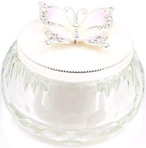 vi n vi white pink butterfly jewelry box trinket box petite | hand painted decorative jewelry display, holder, and organizer