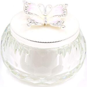 VI N VI White Pink Butterfly Jewelry Box Trinket Box Petite | Hand Painted Decorative Jewelry Display, Holder, and Organizer