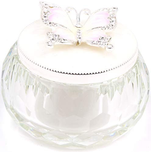 VI N VI White Pink Butterfly Jewelry Box Trinket Box Petite | Hand Painted Decorative Jewelry Display, Holder, and Organizer