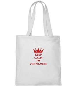 makoroni – keep calm i’m vietnamese – women’s shoulder shopping tote bag, deso32