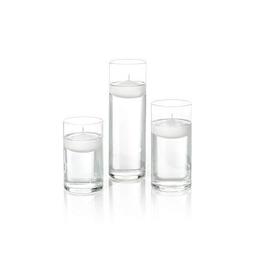 yummi Set of 36 Floating Candles and Cylinder Vases - White