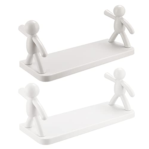 DOITOOL 2pcs Floating Shelves Wall Mounted Figure Ledge Display Plastic Wall Shelf Stick On Damage Free Removable Hanging Rack Wall Decor for Kitchen Bathroom Living Room