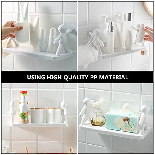 DOITOOL 2pcs Floating Shelves Wall Mounted Figure Ledge Display Plastic Wall Shelf Stick On Damage Free Removable Hanging Rack Wall Decor for Kitchen Bathroom Living Room