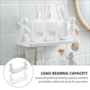 DOITOOL 2pcs Floating Shelves Wall Mounted Figure Ledge Display Plastic Wall Shelf Stick On Damage Free Removable Hanging Rack Wall Decor for Kitchen Bathroom Living Room