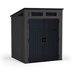 Suncast 6' x 5' Modern Outdoor Resin Storage Shed with Steel Frame, Peppercorn/Black