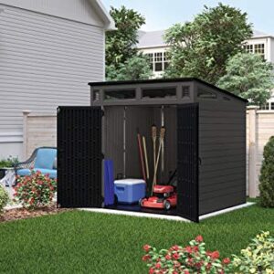 Suncast BMS7780 7' x 7' Modernist Resin Outdoor Storage Shed, No Size, Peppercorn
