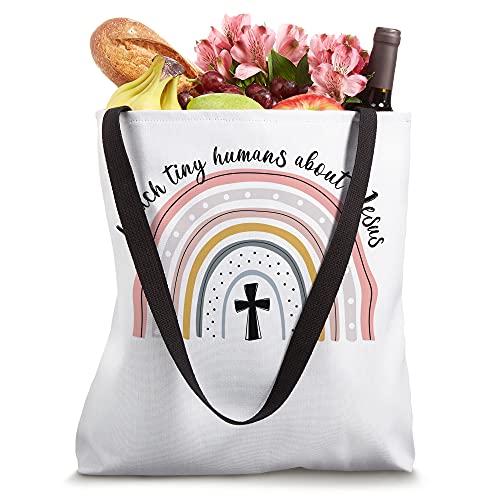 nG0M I Teach Tiny Humans About Jesus Teacher Appreciation Tote Bag