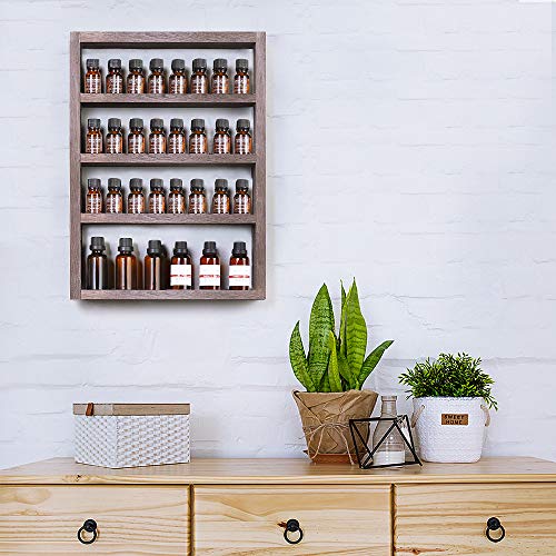 LIANTRAL Essential Oil Storage, Wall Mounted Wooden Display Shelf Rack for Essential Oils & Nail Polish, Essential Oil Wall Shelf, Espresso