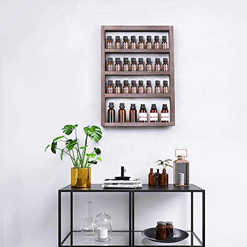 LIANTRAL Essential Oil Storage, Wall Mounted Wooden Display Shelf Rack for Essential Oils & Nail Polish, Essential Oil Wall Shelf, Espresso