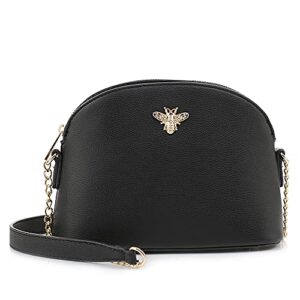 emperia small cute faux leather dome series crossbody bags shoulder bag purse handbags for women alia bee black