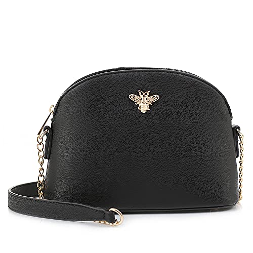 Emperia Small Cute Faux Leather Dome Series Crossbody Bags Shoulder Bag Purse Handbags for Women Alia Bee Black