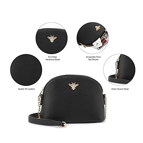 Emperia Small Cute Faux Leather Dome Series Crossbody Bags Shoulder Bag Purse Handbags for Women Alia Bee Black