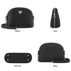 Emperia Small Cute Faux Leather Dome Series Crossbody Bags Shoulder Bag Purse Handbags for Women Alia Bee Black