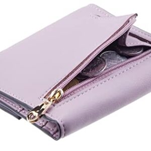 Travelambo RFID Blocking Small Mini Compact Wallet Coin Pouch Holder Trifold Credit Card Holder Pocket Purse for Women (Napa Purple)