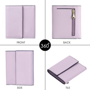 Travelambo RFID Blocking Small Mini Compact Wallet Coin Pouch Holder Trifold Credit Card Holder Pocket Purse for Women (Napa Purple)