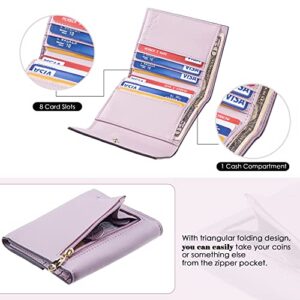 Travelambo RFID Blocking Small Mini Compact Wallet Coin Pouch Holder Trifold Credit Card Holder Pocket Purse for Women (Napa Purple)