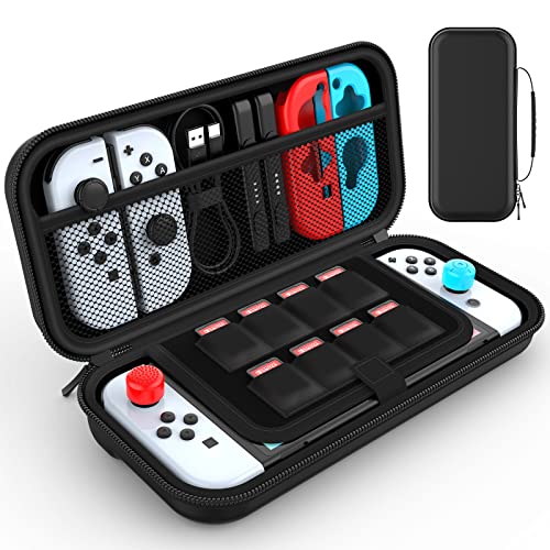 HEYSTOP Carry Case Compatible with Nintendo Switch & Nintendo Switch OLED Model 2021, Portable Travel Carry Case for Accessories and Console, Black