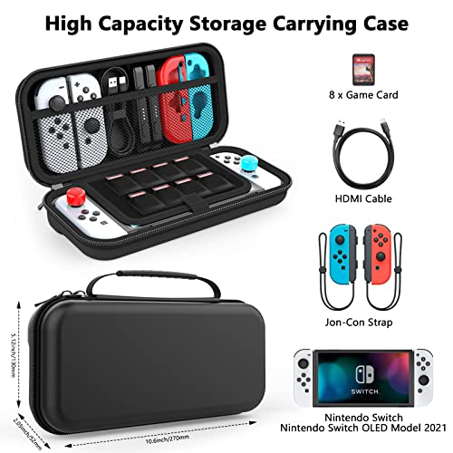 HEYSTOP Carry Case Compatible with Nintendo Switch & Nintendo Switch OLED Model 2021, Portable Travel Carry Case for Accessories and Console, Black