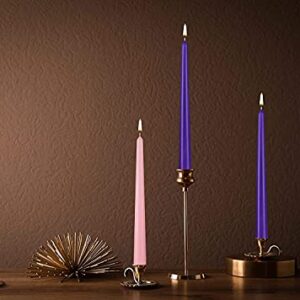 BRUBAKER 4 pcs Advent Candles Purple and Pink - 10 Inch Taper Candles for Christmas, Church and Celebrations - Unscented and Dripless - Made in Europe