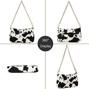 Sunwel Fashion Women's Cow Print Underarm Bag Small Shoulder Bag Crossbody Cluth Purse for Women with Double Straps