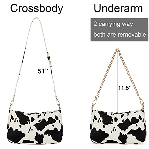 Sunwel Fashion Women's Cow Print Underarm Bag Small Shoulder Bag Crossbody Cluth Purse for Women with Double Straps