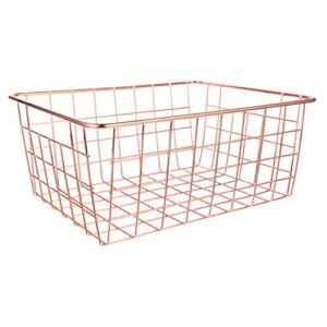 vosarea iron storage basket rose gold desktop makeup toiletries basket table sundries storage organizer multifunctional container for books magazine food snack clothes toys 28x22cm