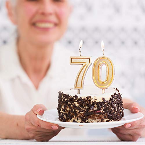 GET FRESH Number 60 Birthday Candle – Gold Number Sixty Candles on Sticks – Number Candles for Birthday Anniversary Wedding Party – Perfect 60 th Birthday Candles for Cake Decoration – Gold 60 Candles