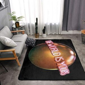 Vacu Al Pacino Scar-face The World is Yours Area Rug Carpet Non-Slip Large Floor Mat, Soft Fuzzy Indoor Carpet Bedside Rug for Kids Nursery Boys Girls Bedroom Living Room Dorm Home Decor Mat 63*48