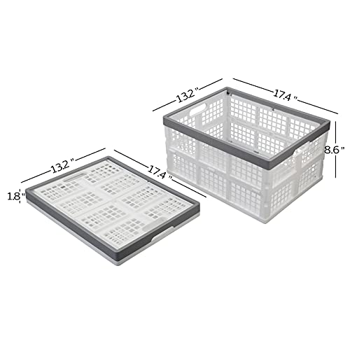 Uumitty 4 Packs 30 L Plastic Collapsible Storage Basket, Folding Stackable Storage Containers/Bins, White, f