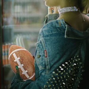 GripIt Bling Rhinestone Football Shaped Rugby Quirky Bag Purse Novlety Chain Purse Shoulder Handbag with Crystal for Women Girls