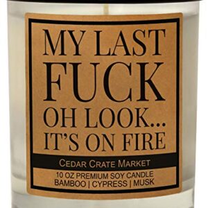 My Last F - Premium Scented Funny Candles, Funny Gifts for Women, Men, Best Friend, Gift for Her, Him – BFF Gifts – Candle Gifts - Valentines Day Gifts for Him, Boyfriend - Birthday - Made in USA
