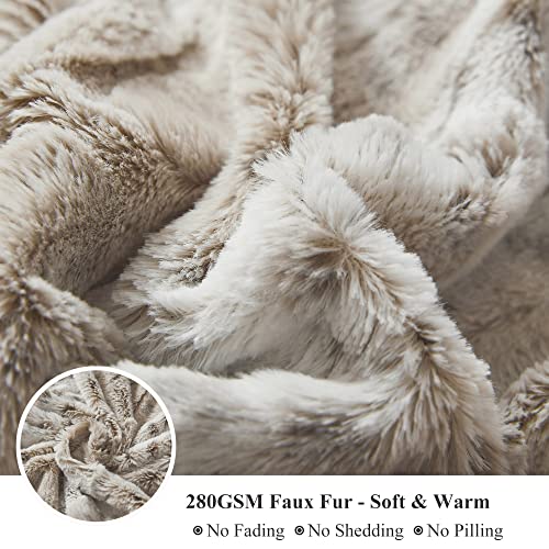 XeGe 3 Pieces Soft Faux Fur Throw Blanket Set, Cheetah Print Brushed Fuzzy Couch Blanket and Pillow Covers, Cozy Fluffy Plush Blanket 50x60 Pillow Cases 20x20 for Bed Living Room, Print Snow Leopard