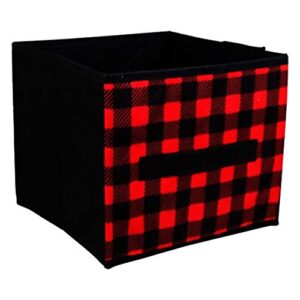 red and black buffalo check collapsible storage bins, 9x9x8 in. set of holidays inspired (red buffalo check, set of 4)