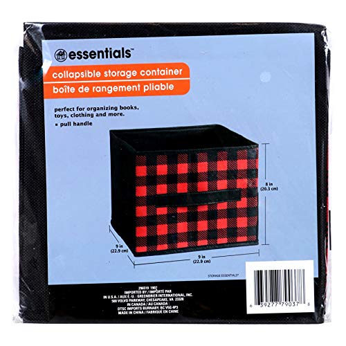 Red and Black Buffalo Check Collapsible Storage Bins, 9x9x8 in. Set of Holidays Inspired (RED Buffalo Check, Set of 4)