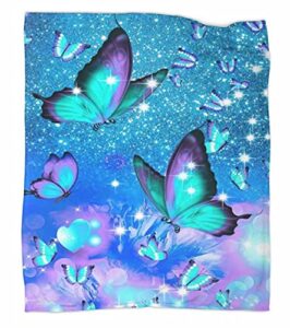 butterfly throw blanket super soft lightweight flannel fleece blankets for bed couch sofa, all season warm cozy plush microfiber blanket 60×50 inches