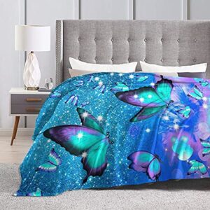 Butterfly Throw Blanket Super Soft Lightweight Flannel Fleece Blankets for Bed Couch Sofa, All Season Warm Cozy Plush Microfiber Blanket 60x50 inches