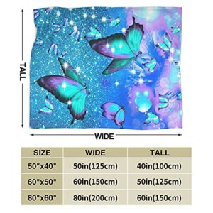 Butterfly Throw Blanket Super Soft Lightweight Flannel Fleece Blankets for Bed Couch Sofa, All Season Warm Cozy Plush Microfiber Blanket 60x50 inches