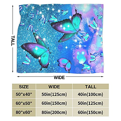 Butterfly Throw Blanket Super Soft Lightweight Flannel Fleece Blankets for Bed Couch Sofa, All Season Warm Cozy Plush Microfiber Blanket 60x50 inches