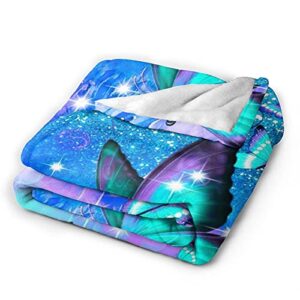 Butterfly Throw Blanket Super Soft Lightweight Flannel Fleece Blankets for Bed Couch Sofa, All Season Warm Cozy Plush Microfiber Blanket 60x50 inches