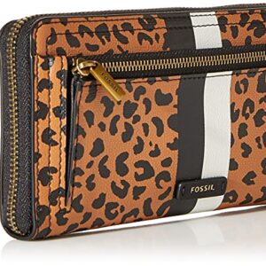 Fossil Women's Logan Leather RFID-Blocking Zip Around Clutch Wallet with Wristlet Strap