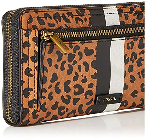 Fossil Women's Logan Leather RFID-Blocking Zip Around Clutch Wallet with Wristlet Strap