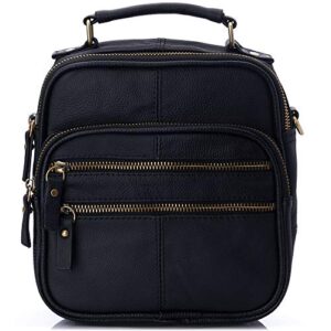 leather travel bag multipurpose organizer handbag adjustable strap tote black