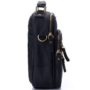 Leather Travel Bag Multipurpose Organizer Handbag Adjustable Strap Tote Black